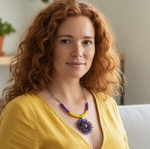 #300 HAND CRAFTED Necklace Handmade Daisy Dried Resin Yellow Purple Beads